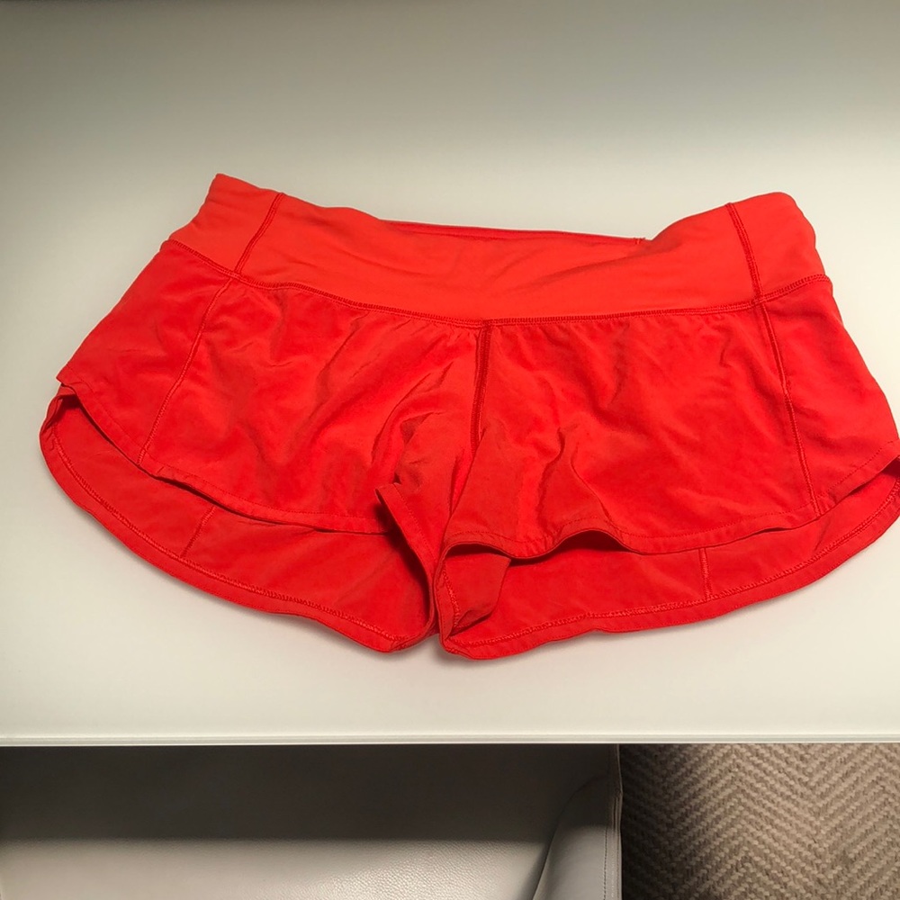 Lululemon speed up short red orange size 6
